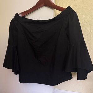 Jennifer Lopez Elegant Black Off-Shoulder Top with Flared Sleeves Size M